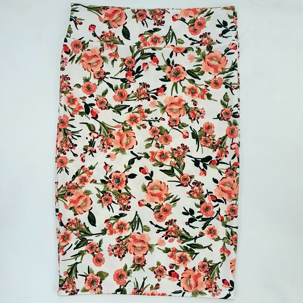 NEW Cacia Ivory Floral Print Midi Pencil Skirt
